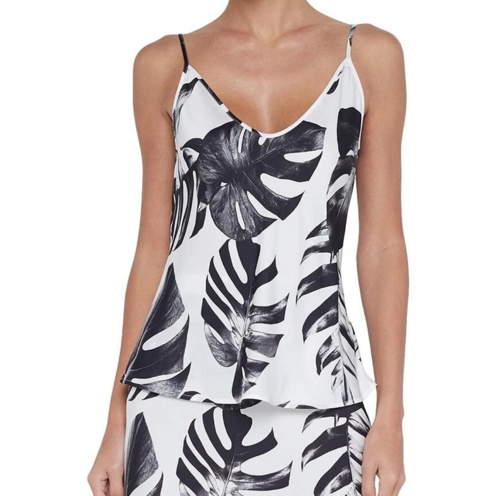 L'AGENCE Black and White Tropical Print Camisole - Picture 4 of 9
